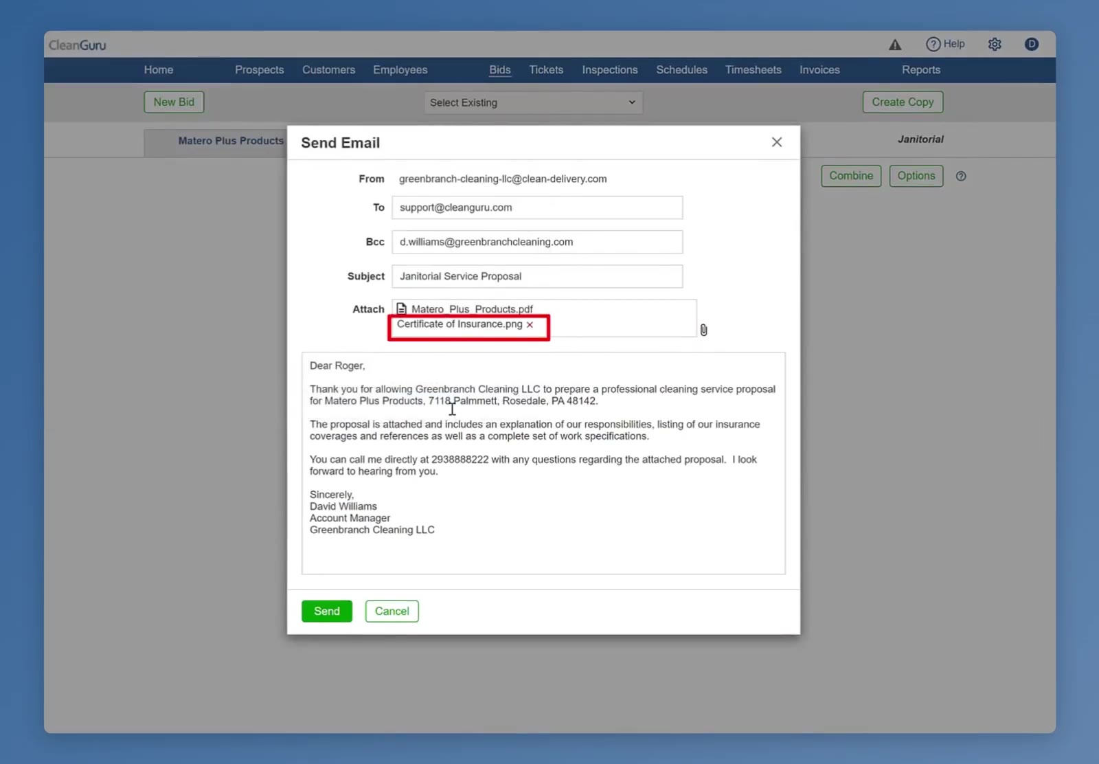 The selected file appears in the list within the Attach field.