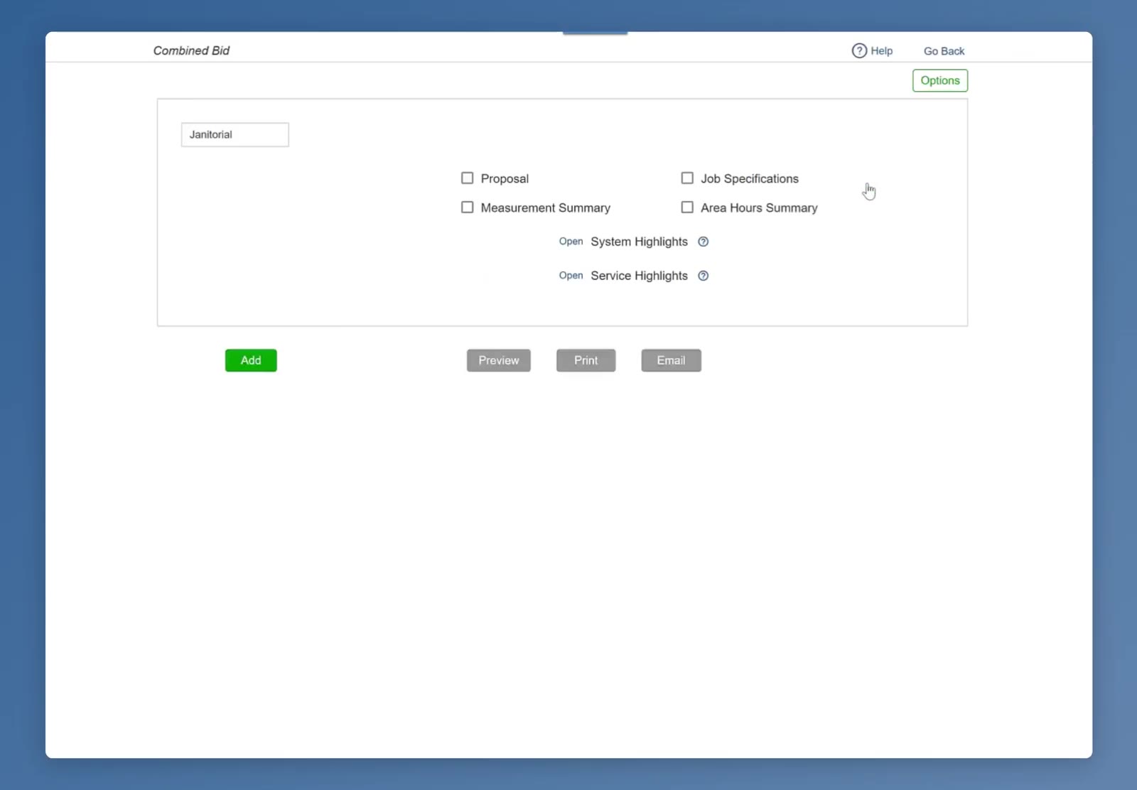 Combine opens the Combined Bid screen with the leading bid at the top.