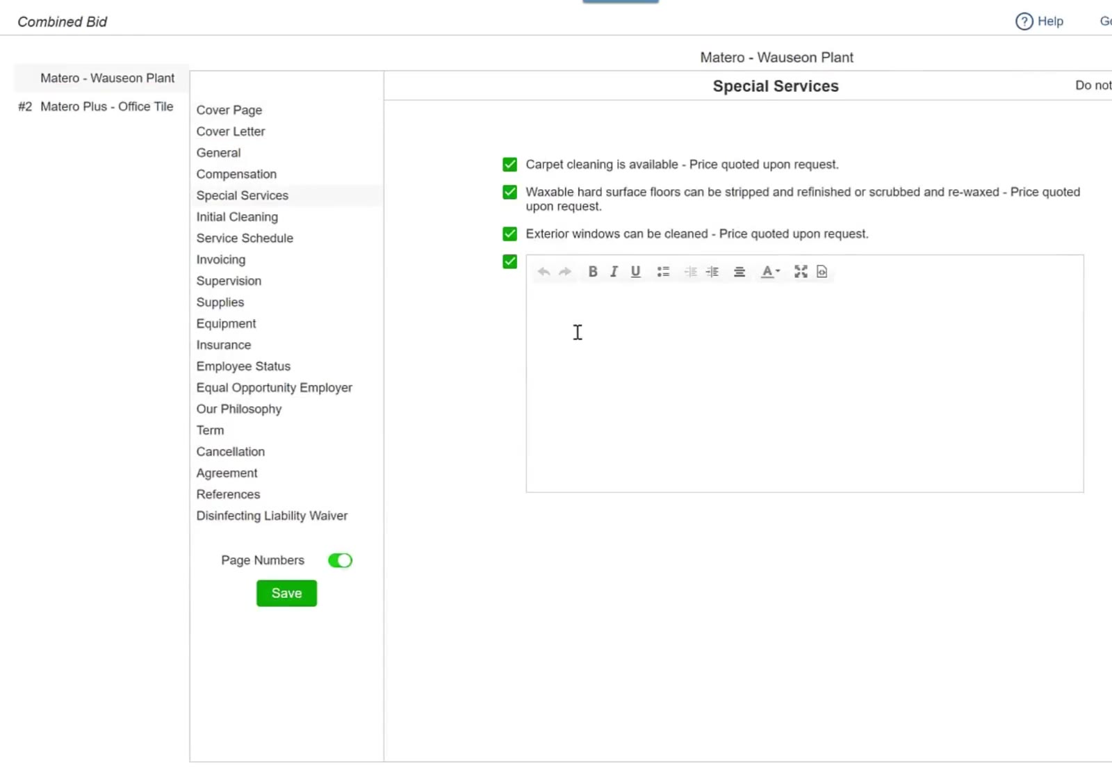 Special Services, with its standard lines and an editor for your own wording.