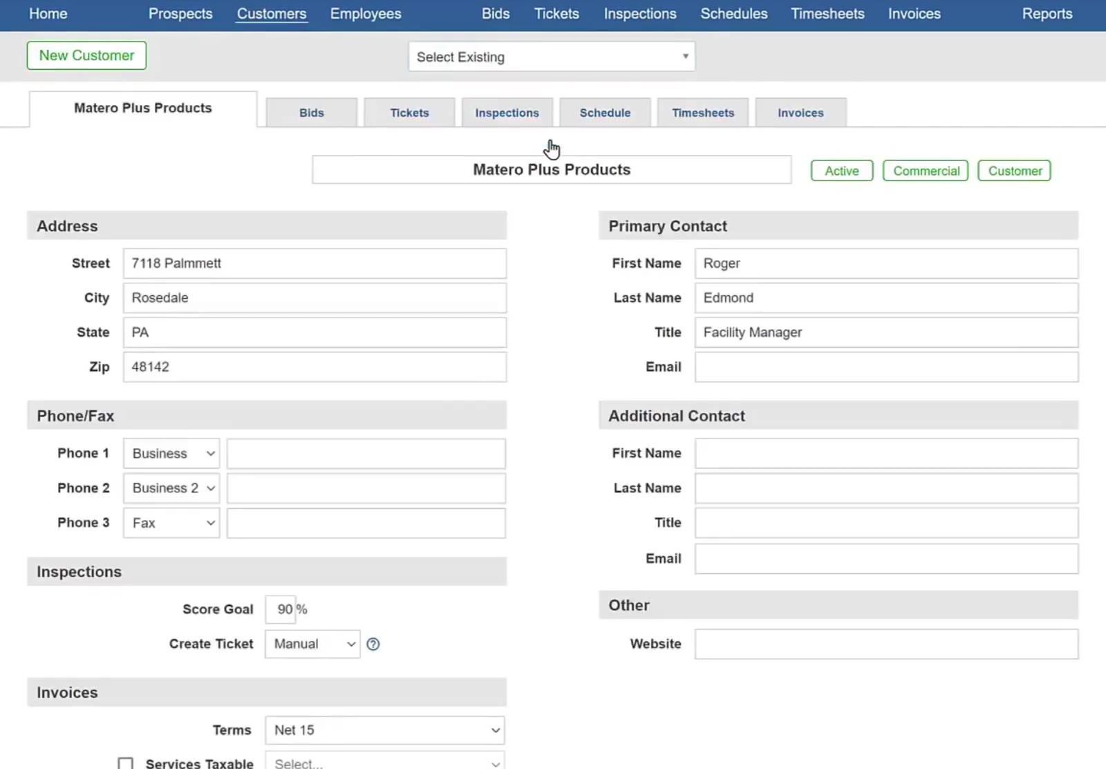 Open the customer record and go to the Timesheets tab.