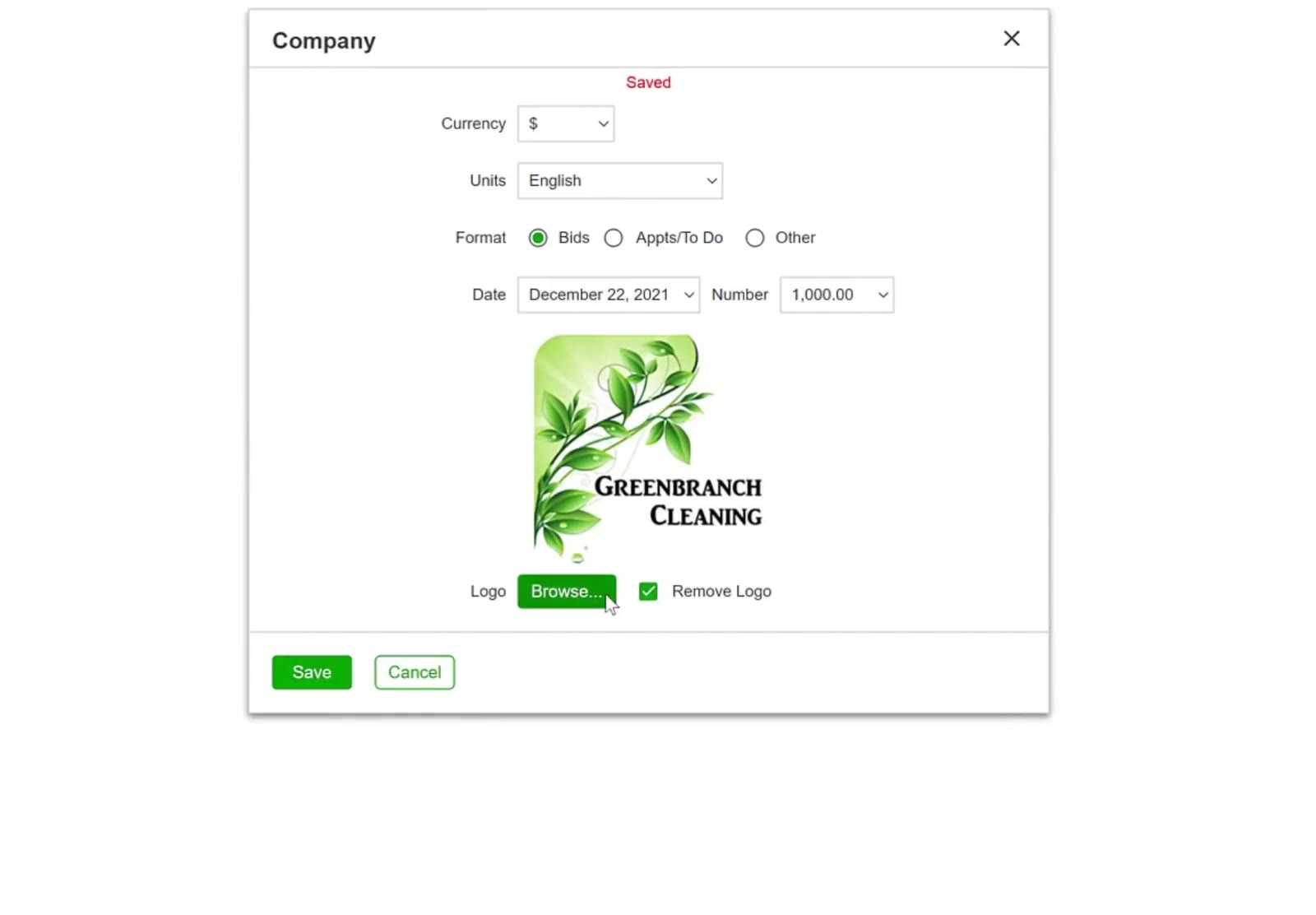 To delete your current branding, select the Remove Logo checkbox and click Save to update your profile.