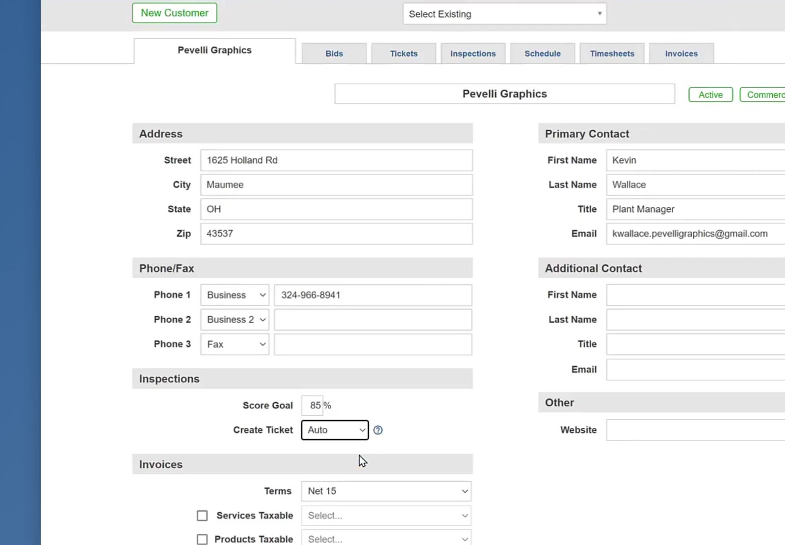 The Create Ticket dropdown set to Auto, with the Score Goal now at 85%.