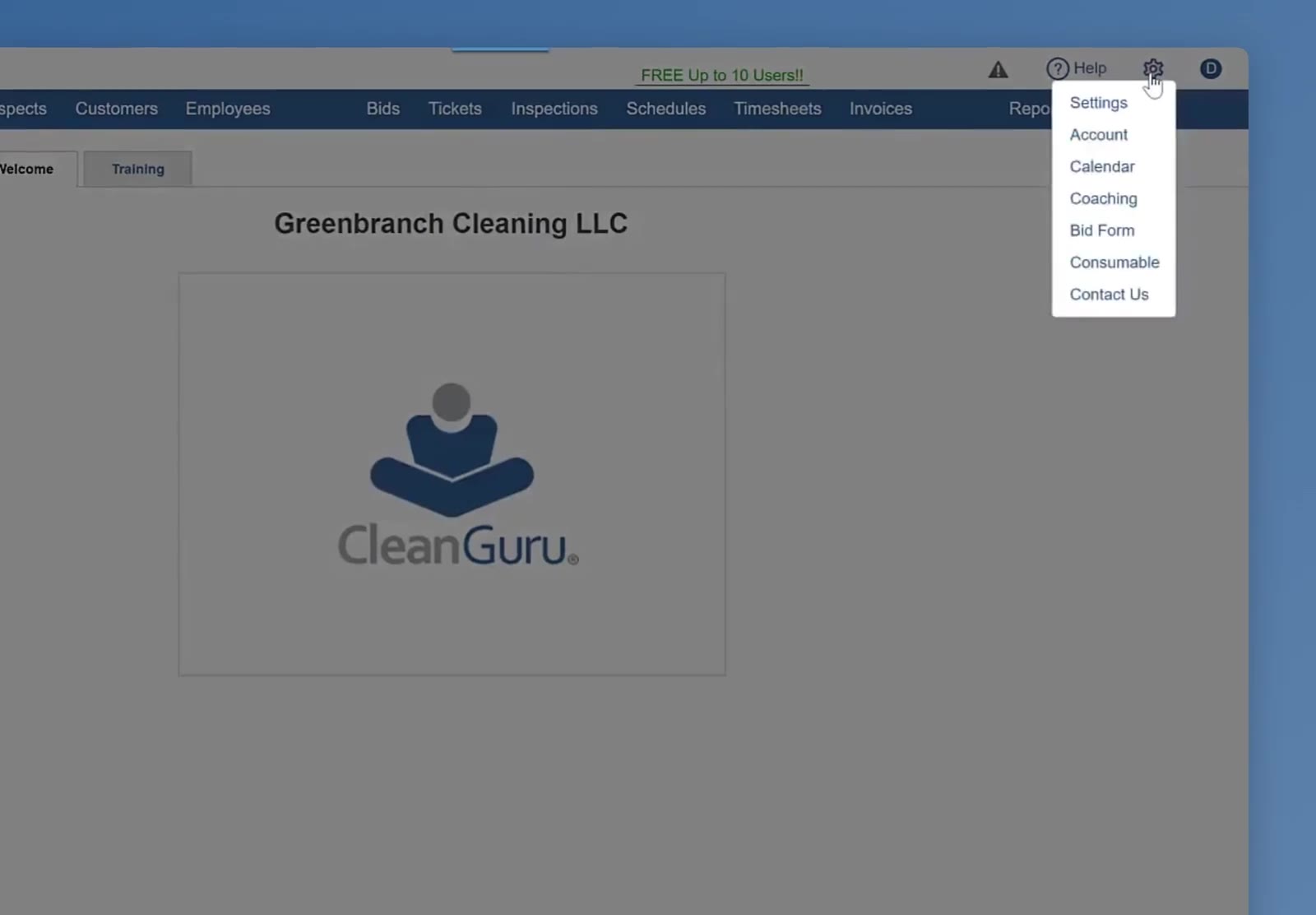 The gear menu at the top right, with Bid Form on it.
