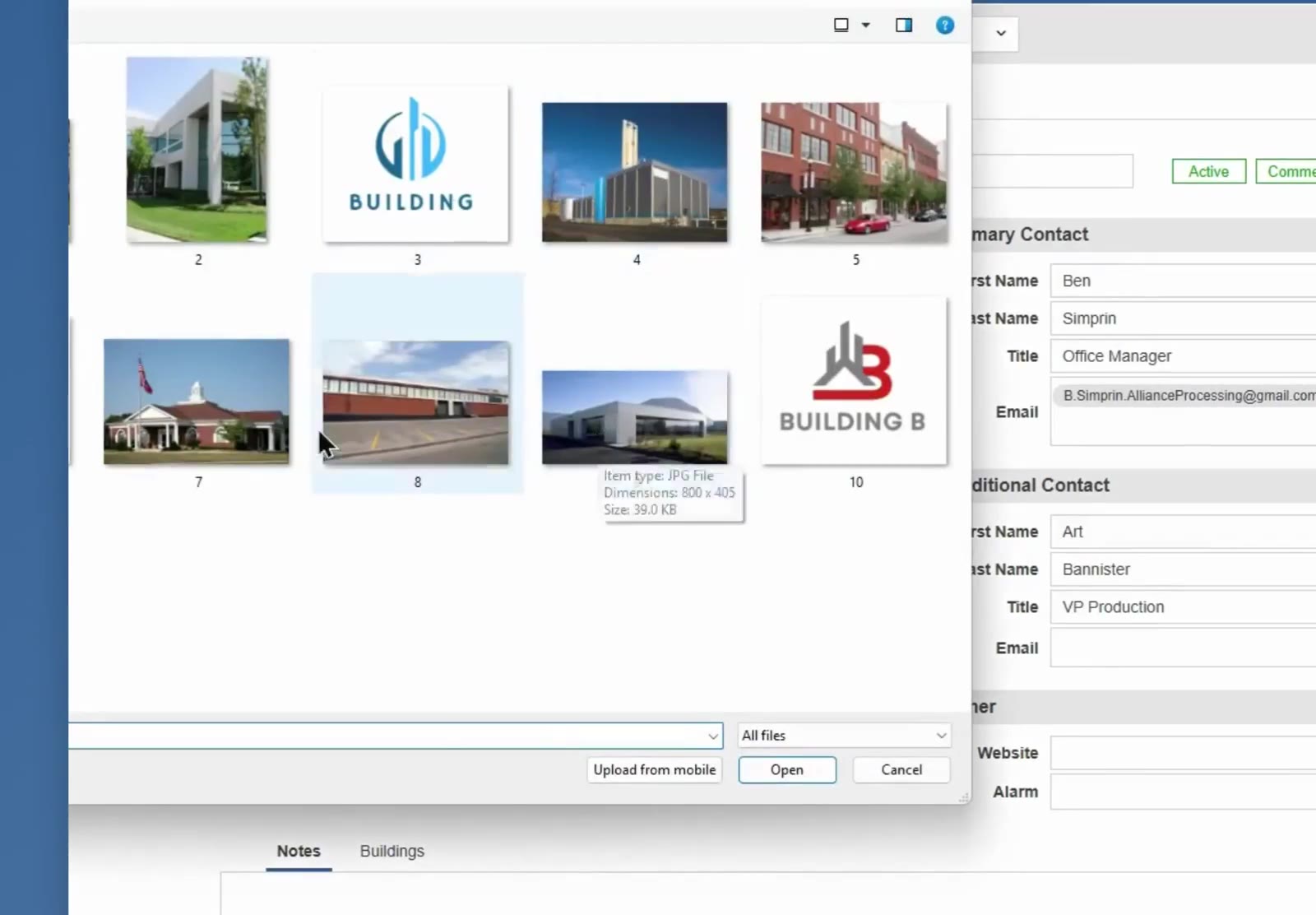 Select a file from your computer and click Open.