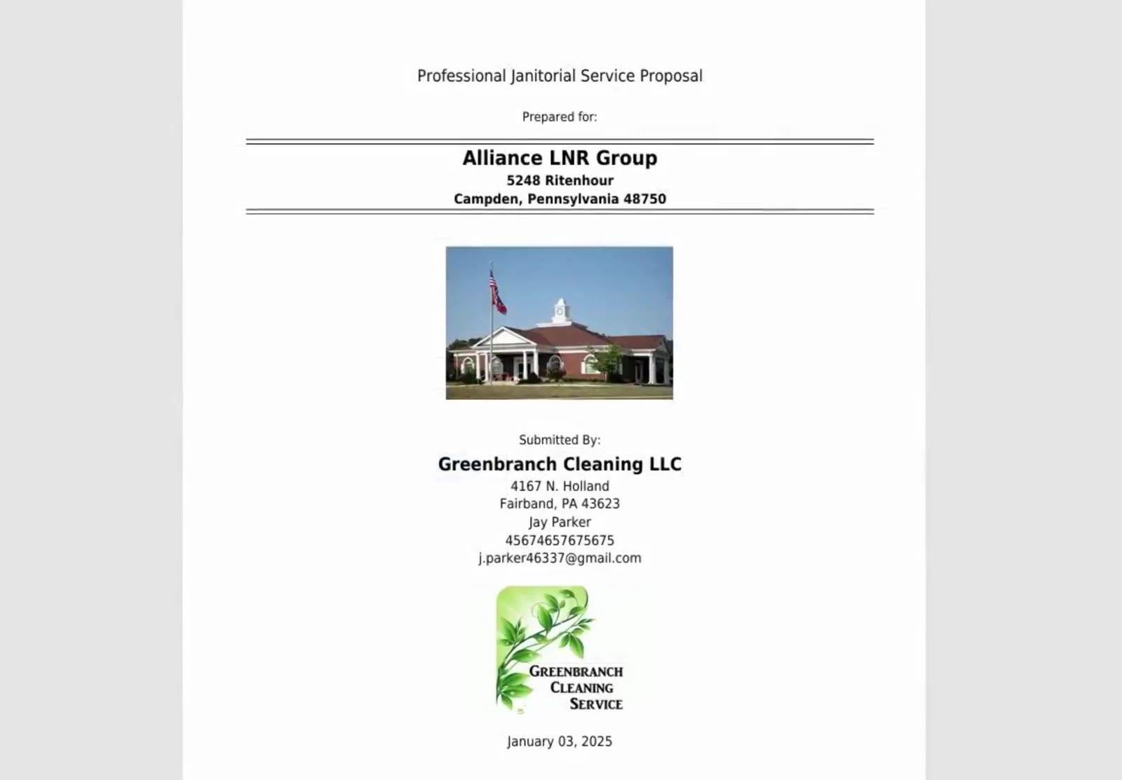 View the custom building image on the proposal cover page.
