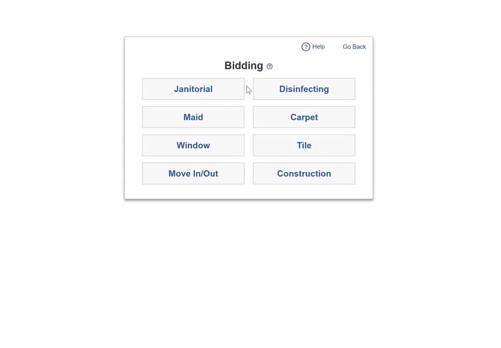 Each of the eight bidding modules keeps its own proposal settings.