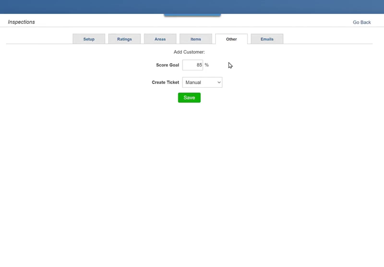 The Other tab sets the Score Goal a newly added customer starts on.
