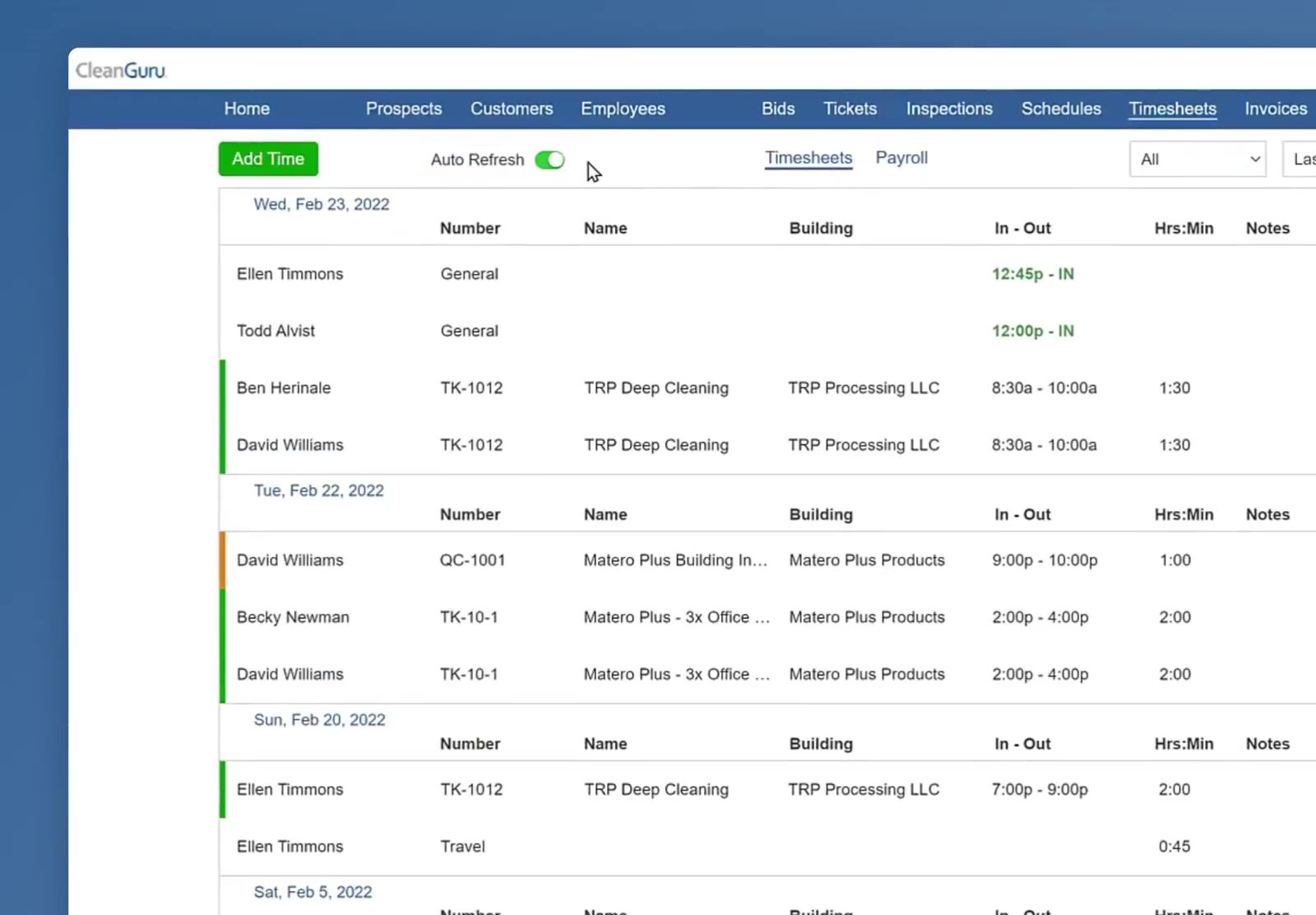 Auto Refresh switched on — the toggle is green and the list is now updating by itself.