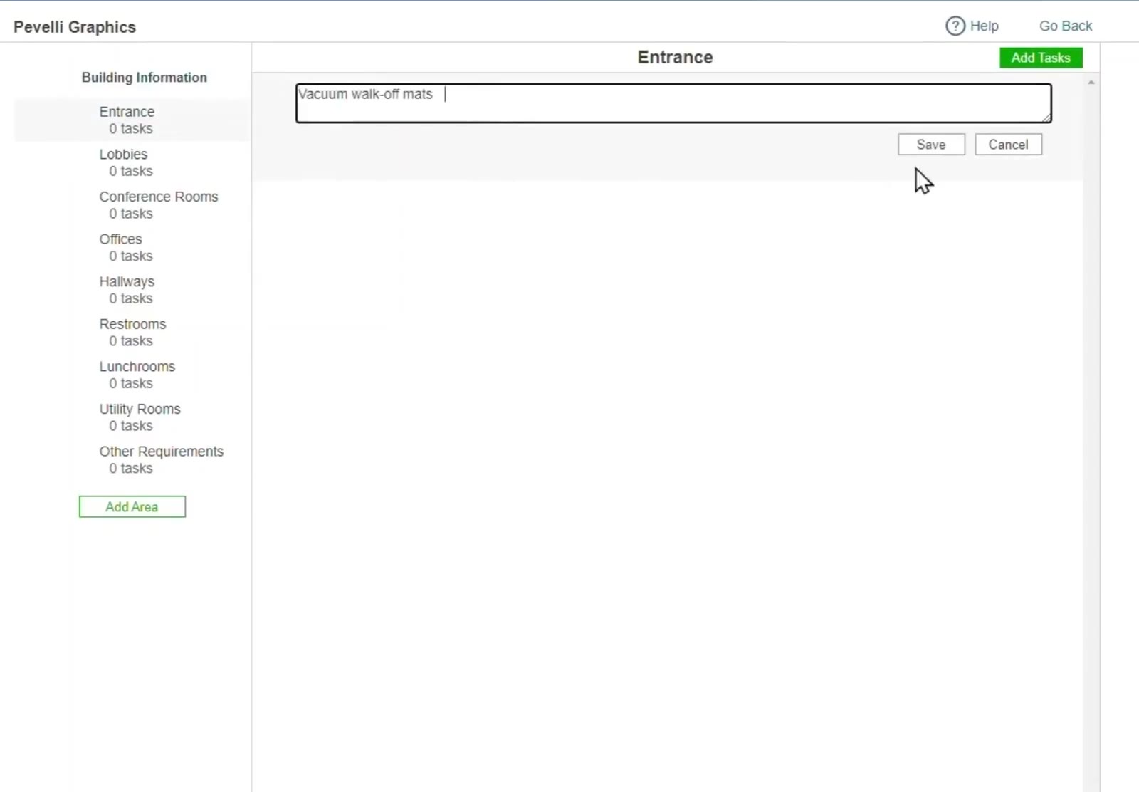 Add Custom types a task straight into the area you are looking at.