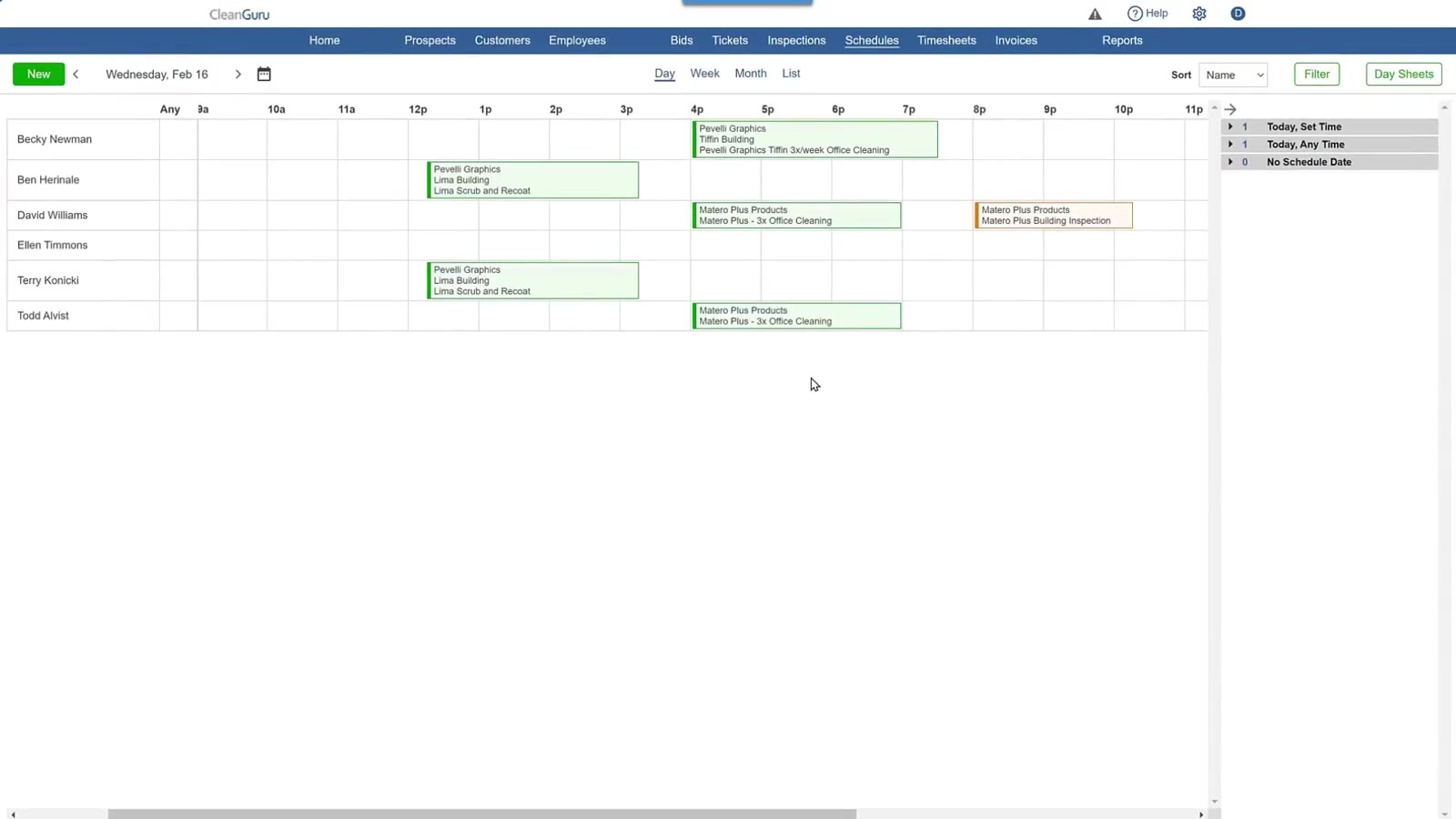 The date selector allows navigation between specific days using the calendar icon or directional arrows.