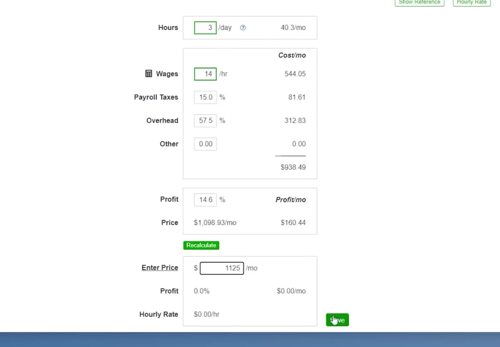 A price typed into Enter Price, with Save alongside it.